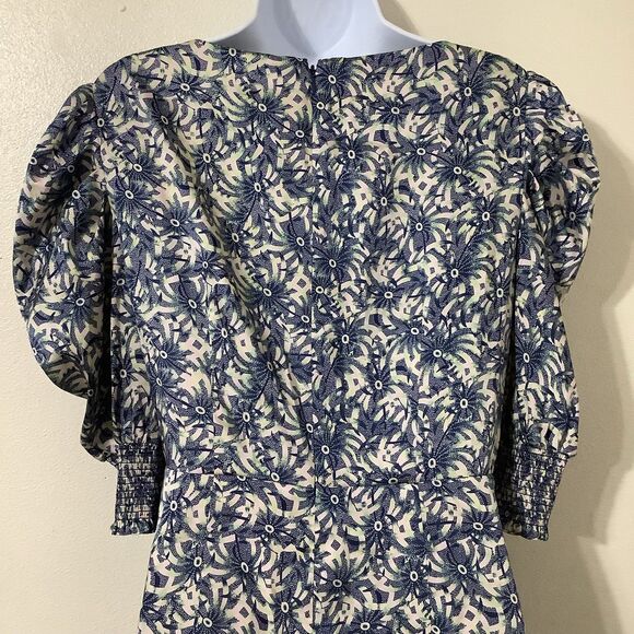 Cinq a Sept Lucinda Puff Sleeve Ruffle Faux Wrap Dress Sz 8 Coastal Resort - Picture 5 of 8